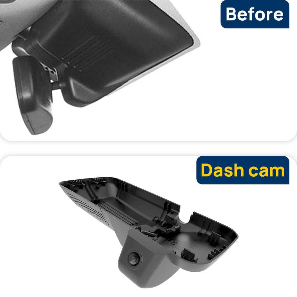 Vorher-Nachher Vergleich: Xplywi 4K Frontkamera Dashcam Kompatibel mit Changan CS95 2017-2021, diskrete OEM-Installation