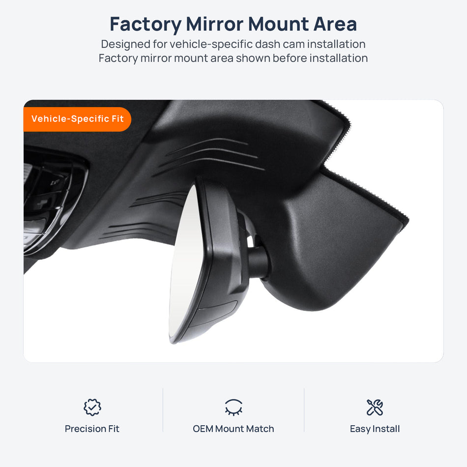 Factory mirror mount area for BMW M8 F91/F92/F93 dash cam installation
