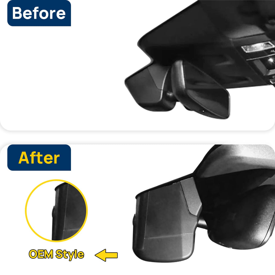 Vorher-Nachher Vergleich: Xplywi 4K Frontkamera Dashcam Kompatibel mit Porsche 911 992 992,2 Carrera 2025 2026, diskrete OEM-Installation