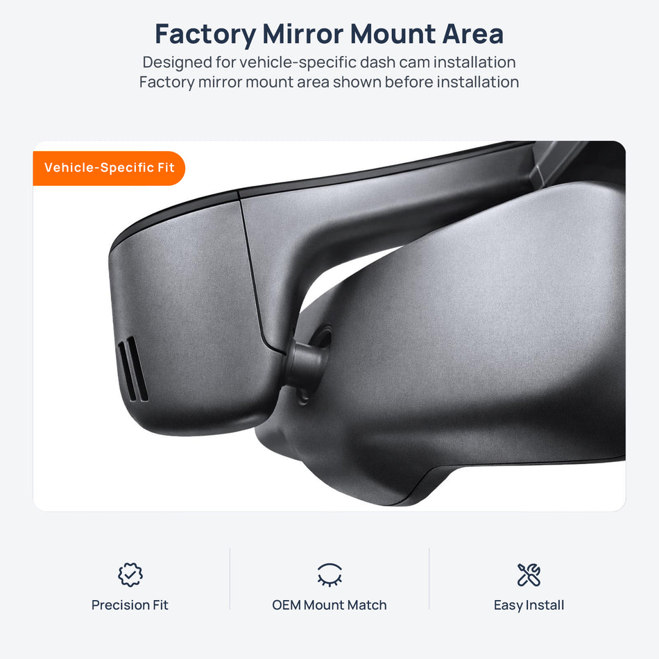 Factory mirror mount area for Audi TT 8J dash cam installation
