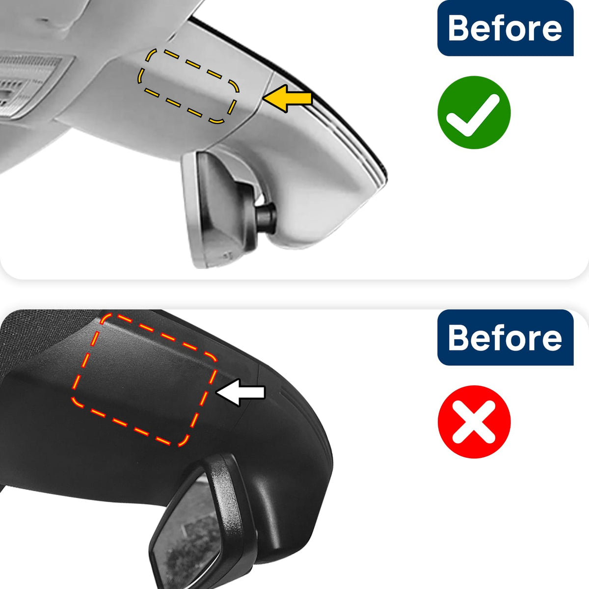 Vorher-Nachher Vergleich: Xplywi 2K/1080P Doppel Dashcam Autokamera Kompatibel mit Skoda Superb 2015-2018, diskrete OEM-Installation