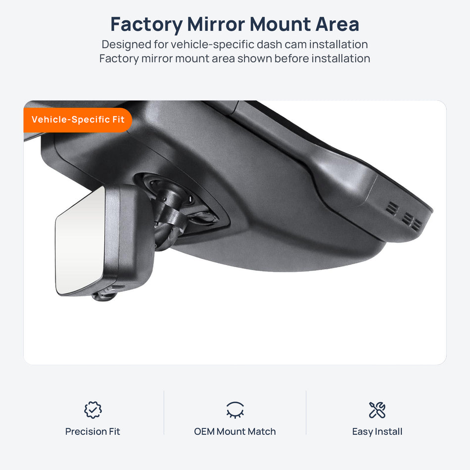 Factory mirror mount area for Lexus LM dash cam installation