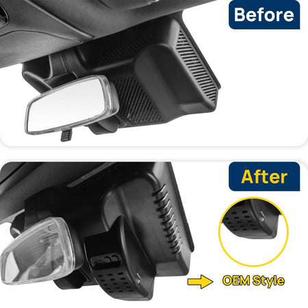 Vorher-Nachher Vergleich: Xplywi 2K Frontkamera Dashcam Kompatibel mit JETOUR X70 Plus PHEV Shanhai L6 2024, diskrete OEM-Installation