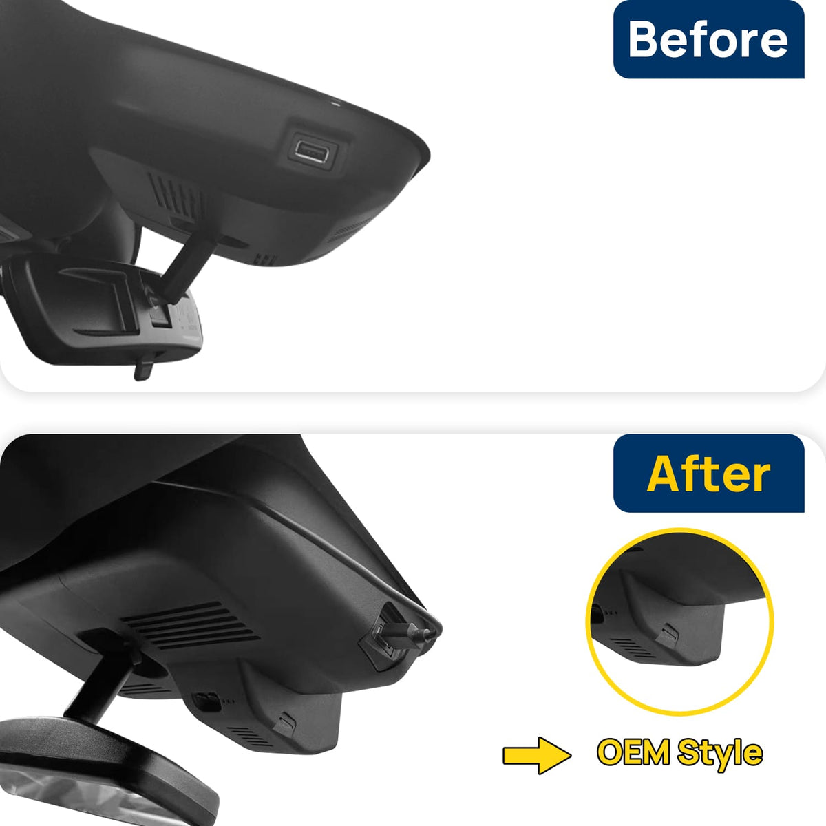 Vorher-Nachher Vergleich: Xplywi 2K/1080P Doppel Dashcam Autokamera Kompatibel mit Haval Shenshou 2021-2025, diskrete OEM-Installation