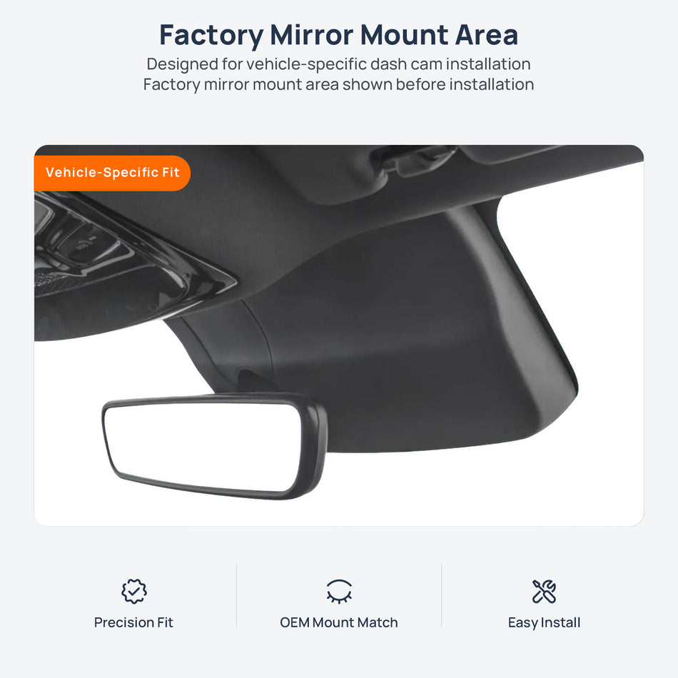 Factory mirror mount area for Roewe RX5 dash cam installation