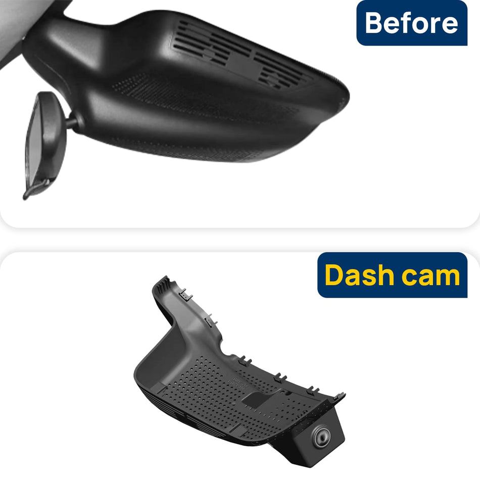Vorher-Nachher Vergleich: Xplywi 2K/1080P Doppel Dashcam Autokamera Kompatibel mit GAC AION V 2021-2023, diskrete OEM-Installation