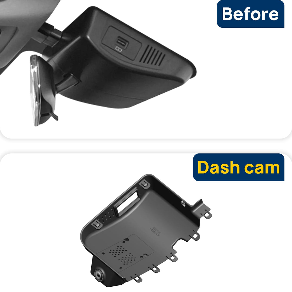 Vorher-Nachher Vergleich: Xplywi 2K/1080P Doppel Dashcam Autokamera Kompatibel mit Chery Tiggo 8 2019, diskrete OEM-Installation