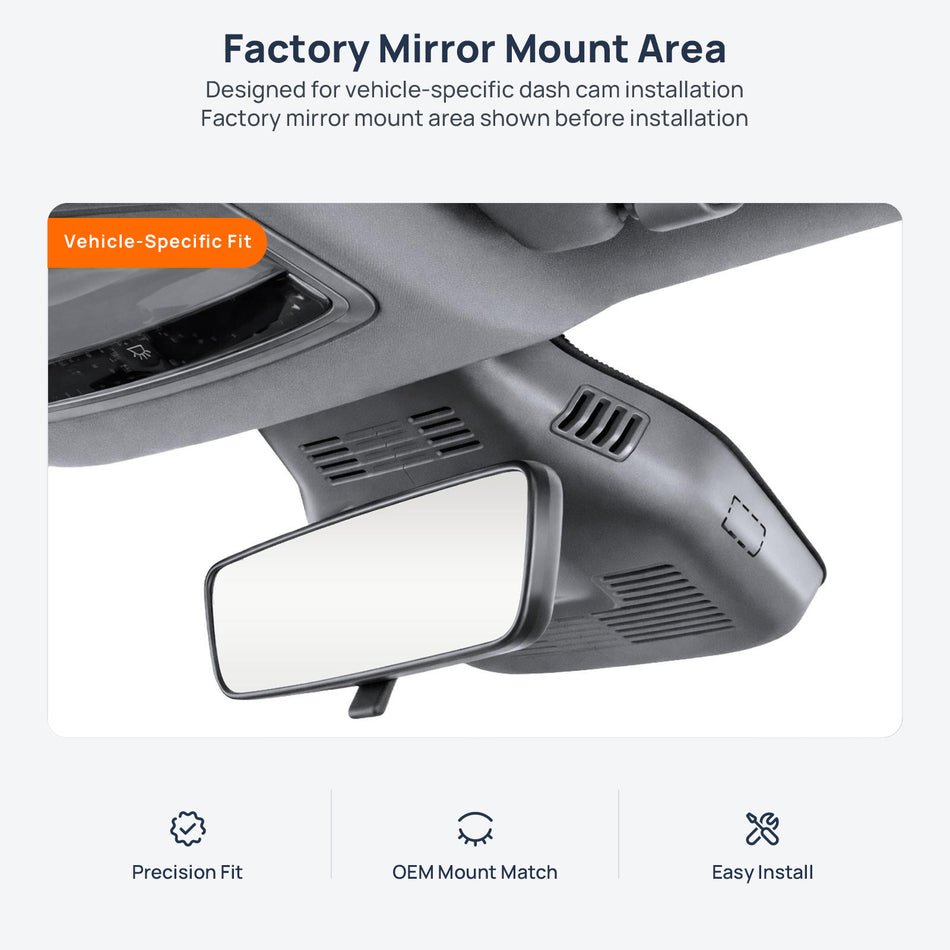 Factory mirror mount area for Geely Emgrand L dash cam installation