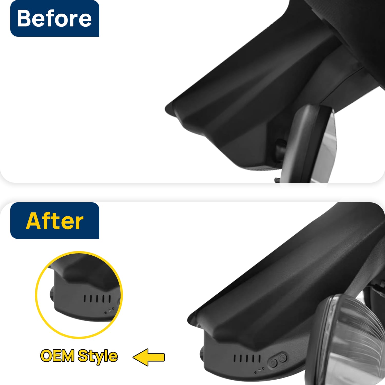 Vorher-Nachher Vergleich: Xplywi 2K Frontkamera Dashcam Kompatibel mit Lynk & Co 03 03+ 2019-2023, diskrete OEM-Installation