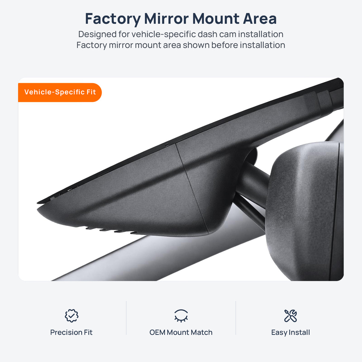 Factory mirror mount area for Renault Koleos II CMF-CD dash cam installation