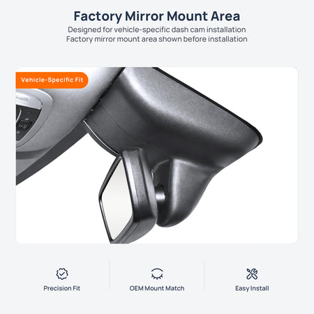 Factory mirror mount area for Honda Avancier dash cam installation