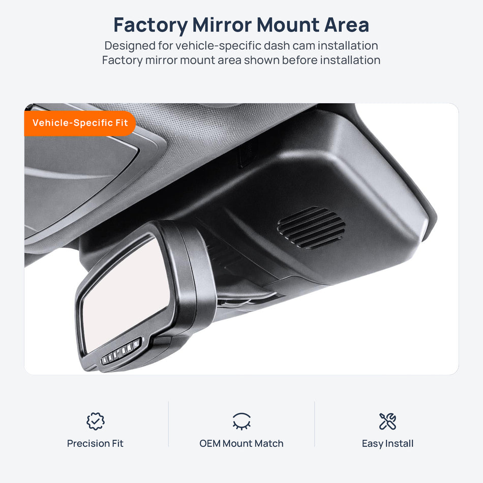 Factory mirror mount area for WEY VV7 dash cam installation