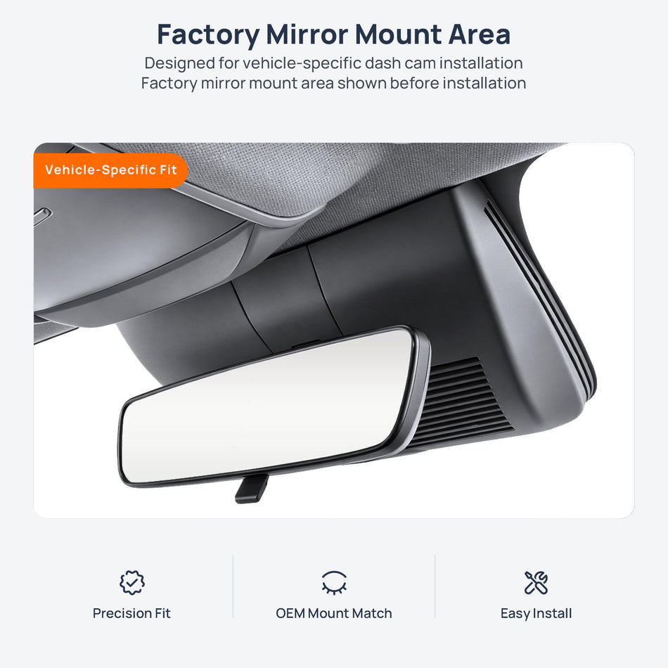 Factory mirror mount area for BYD Song Pro dash cam installation