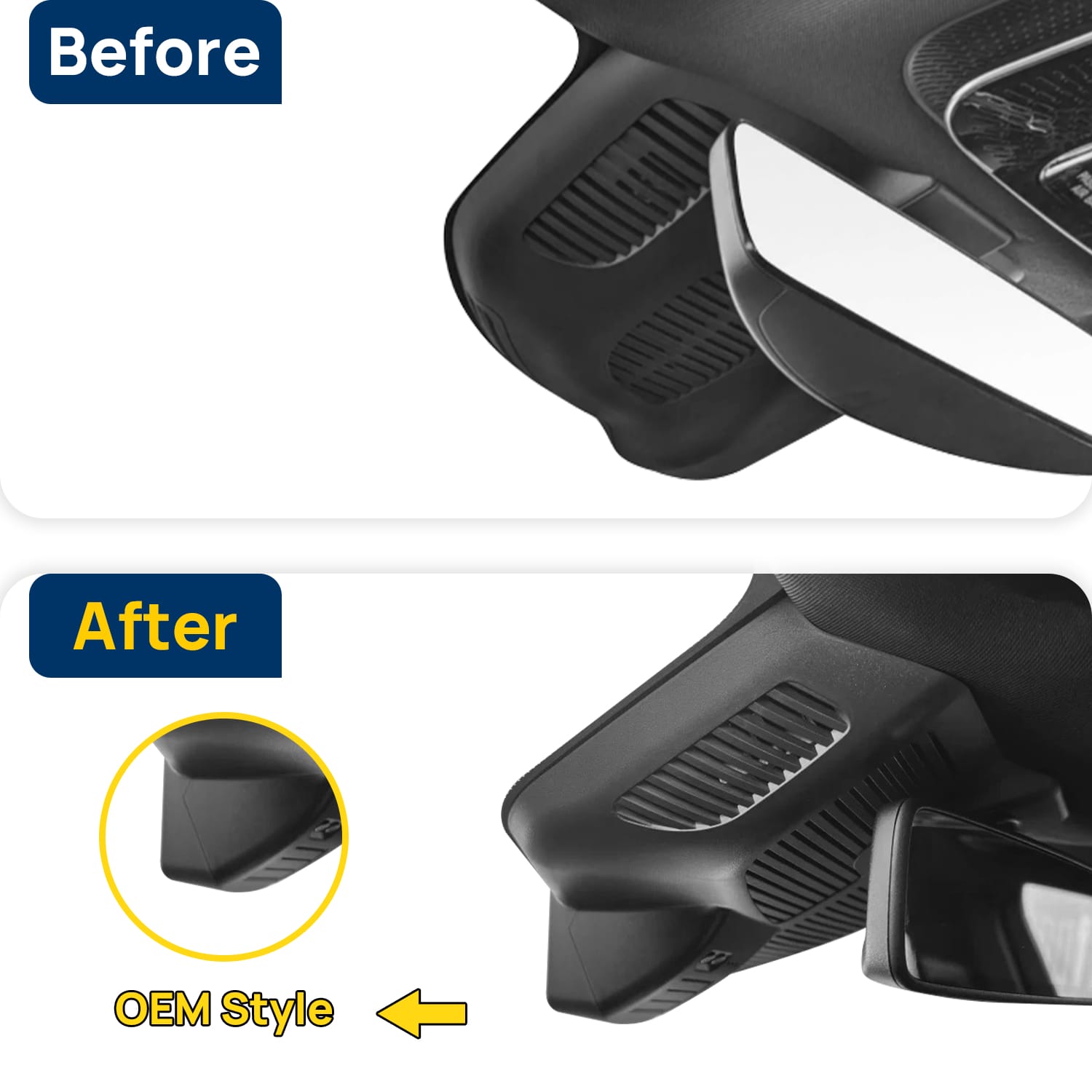 Vorher-Nachher Vergleich: Xplywi 1080P Frontkamera Dashcam Kompatibel mit Mercedes-Benz AMG C43 C-Class C200 C260 W206 S206 2022-2025, diskrete OEM-Installation