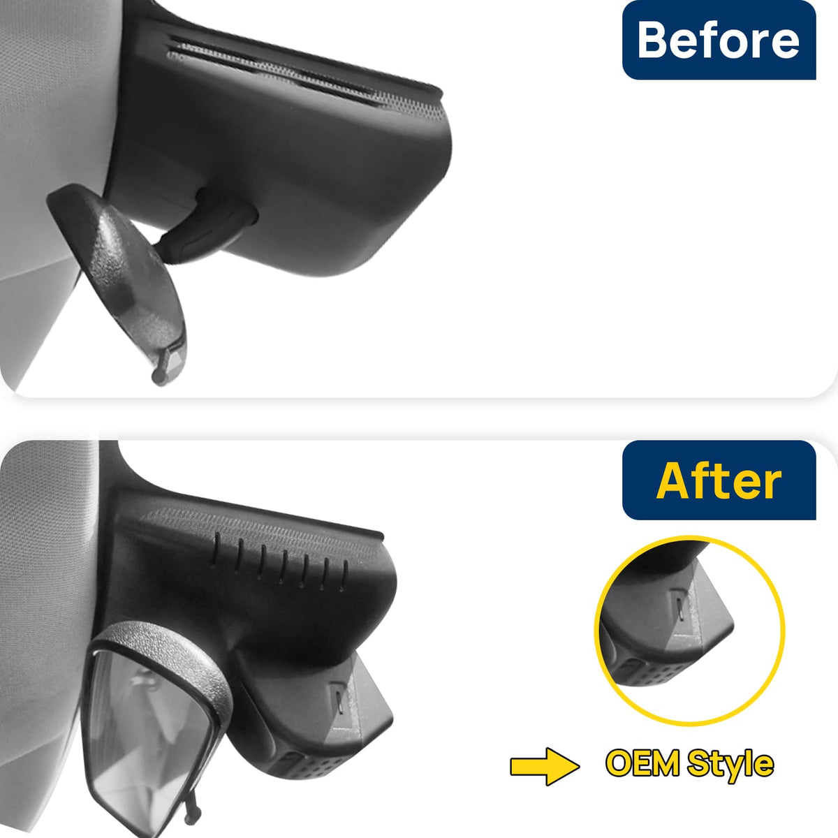 Vorher-Nachher Vergleich: Xplywi 1080P Frontkamera Dashcam Kompatibel mit BYD Yuan Up S1 Pro 2024 2025, diskrete OEM-Installation