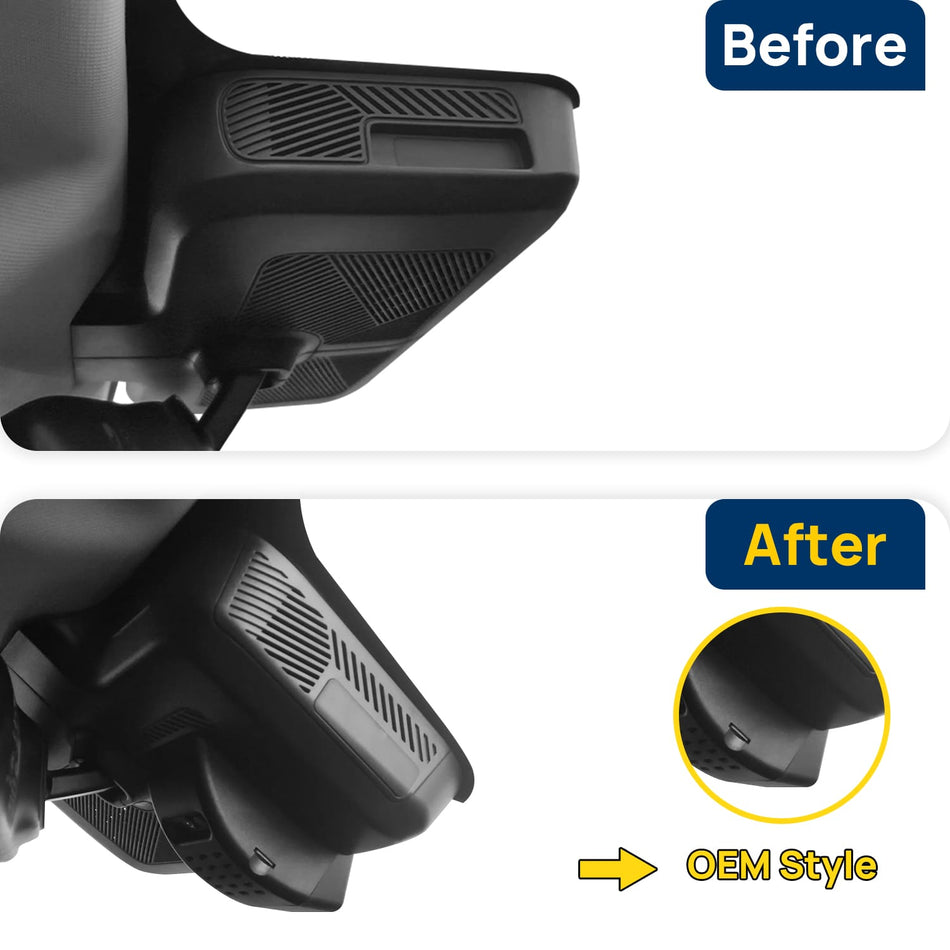 Vorher-Nachher Vergleich: Xplywi 4K/1080P Doppel Dashcam Autokamera Kompatibel mit Chery Explore 06 Jaecoo J7 PHEV 2023-2025, diskrete OEM-Installation