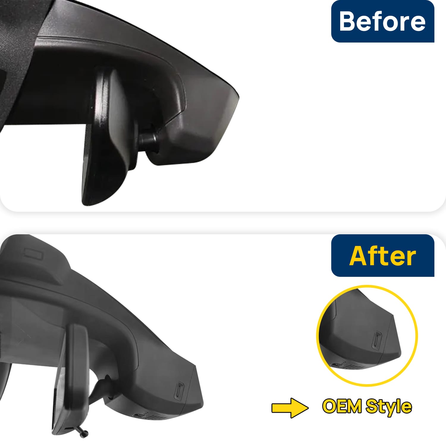 Vorher-Nachher Vergleich: Xplywi 2K/1080P Doppel Dashcam Autokamera Kompatibel mit Volkswagen ID.4 X CROZZ 2021-2025, diskrete OEM-Installation