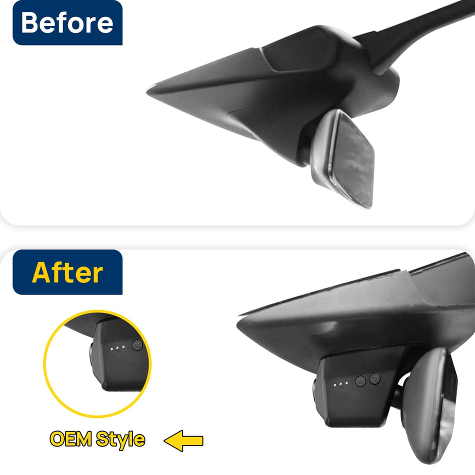 Vorher-Nachher Vergleich: Xplywi 1080P Frontkamera Dashcam Kompatibel mit Tesla Model X 90D P90D P100D 2015-2021, diskrete OEM-Installation