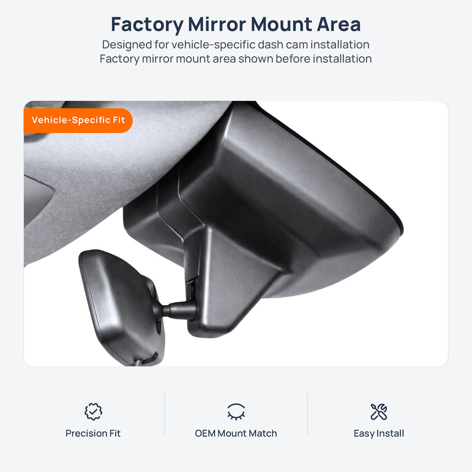 Factory mirror mount area for JMC Grand Avenue dash cam installation