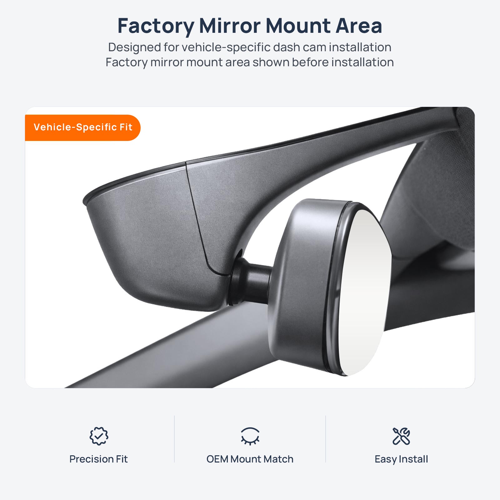 Factory mirror mount area for Audi Q3 Sportback F3 dash cam installation