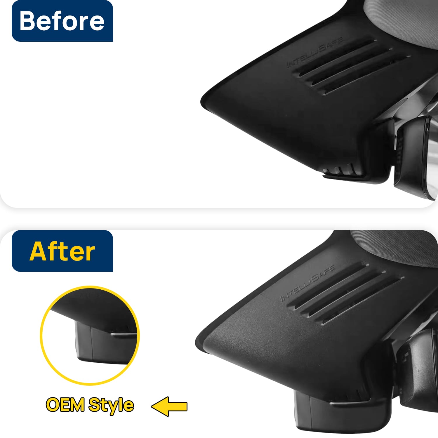 Vorher-Nachher Vergleich: Xplywi 4K Frontkamera Dashcam Kompatibel mit Volvo XC90 2016-2022 T5 T6 T8, diskrete OEM-Installation