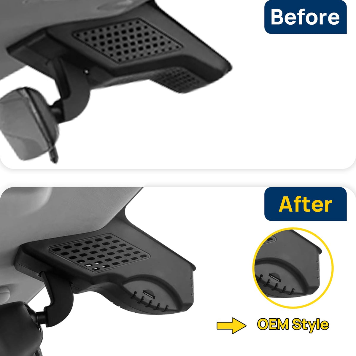 Vorher-Nachher Vergleich: Xplywi 4K/1080P Doppel Dashcam Autokamera Kompatibel mit Chery iCAR 03 Jaecoo J6 2023-2025, diskrete OEM-Installation