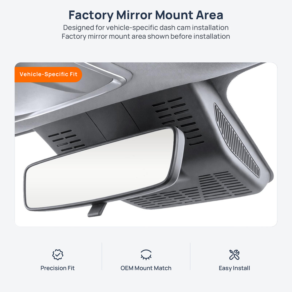 Factory mirror mount area for Geely Binyue (Coolray) dash cam installation