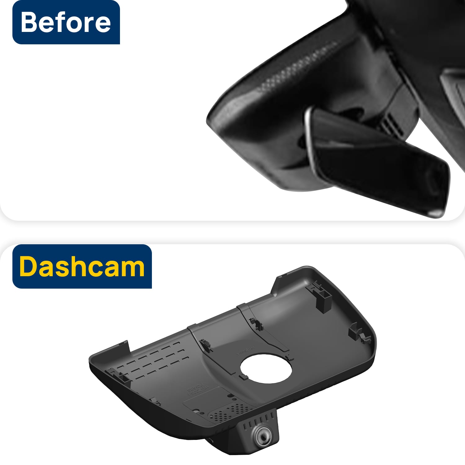 Vorher-Nachher Vergleich: Xplywi 2K Frontkamera Dashcam Kompatibel mit Toyota Tacoma N400 2024-2025, diskrete OEM-Installation