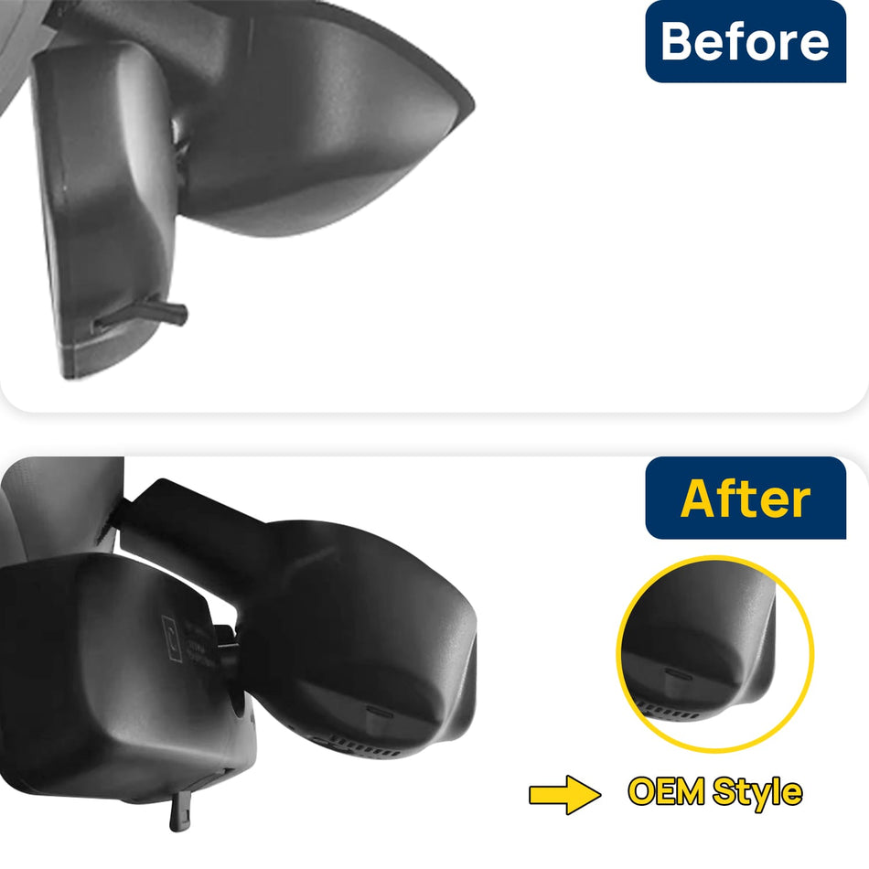 Vorher-Nachher Vergleich: Xplywi 2K/1080P Doppel Dashcam Autokamera Kompatibel mit Jeep Cherokee 2015-2018, diskrete OEM-Installation