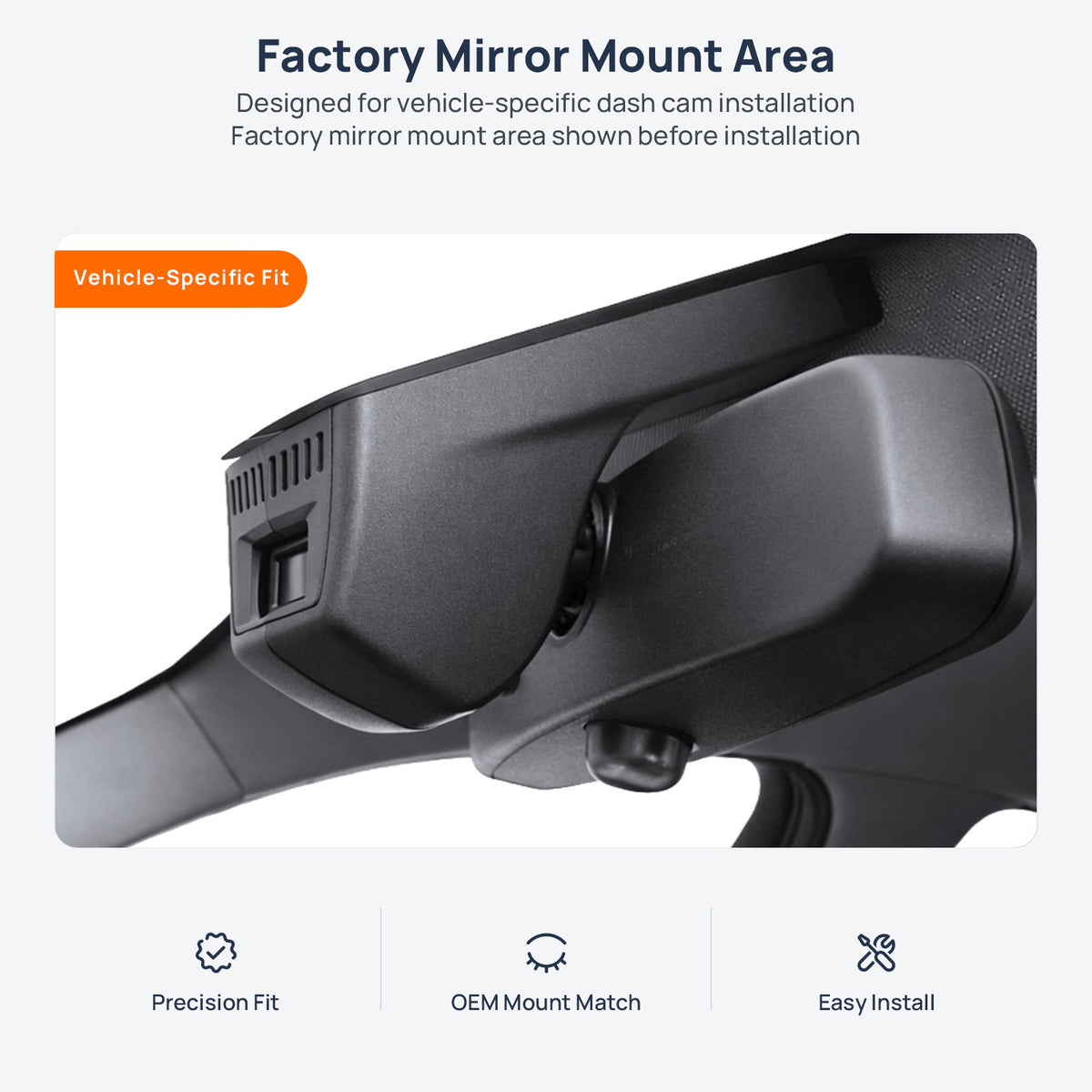 Factory mirror mount area for BMW M4 F82/F83 dash cam installation