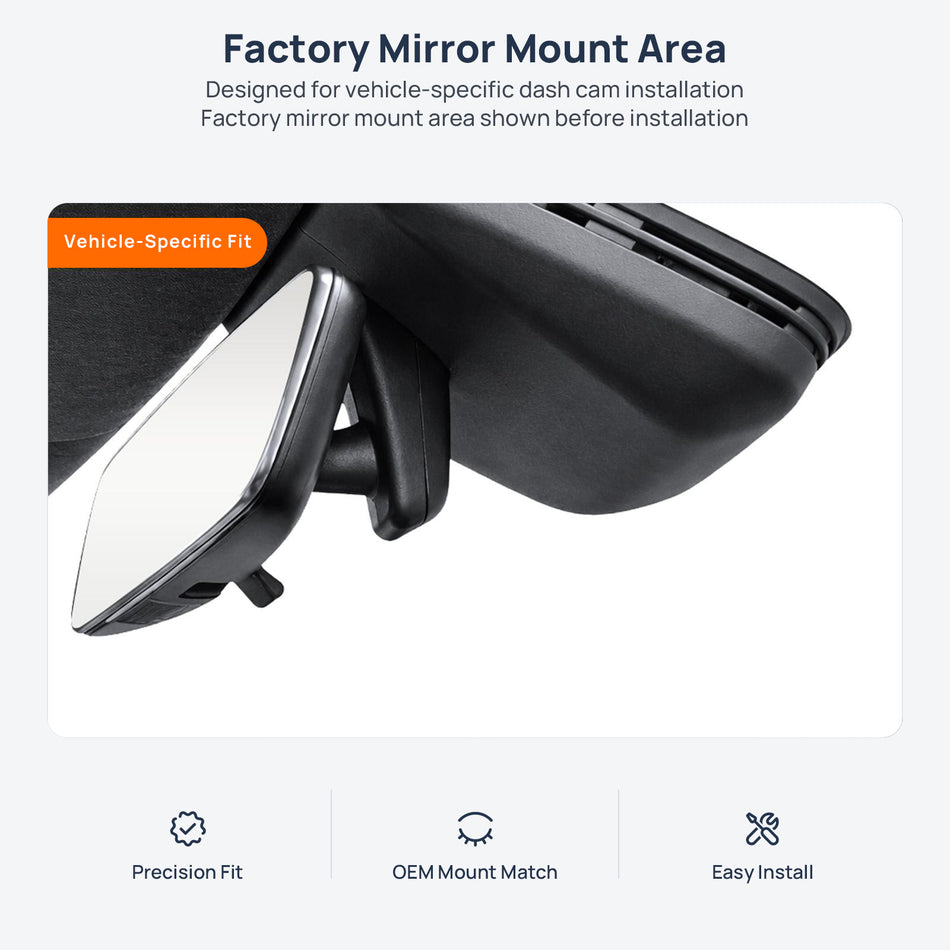 Factory mirror mount area for BYD e7 dash cam installation