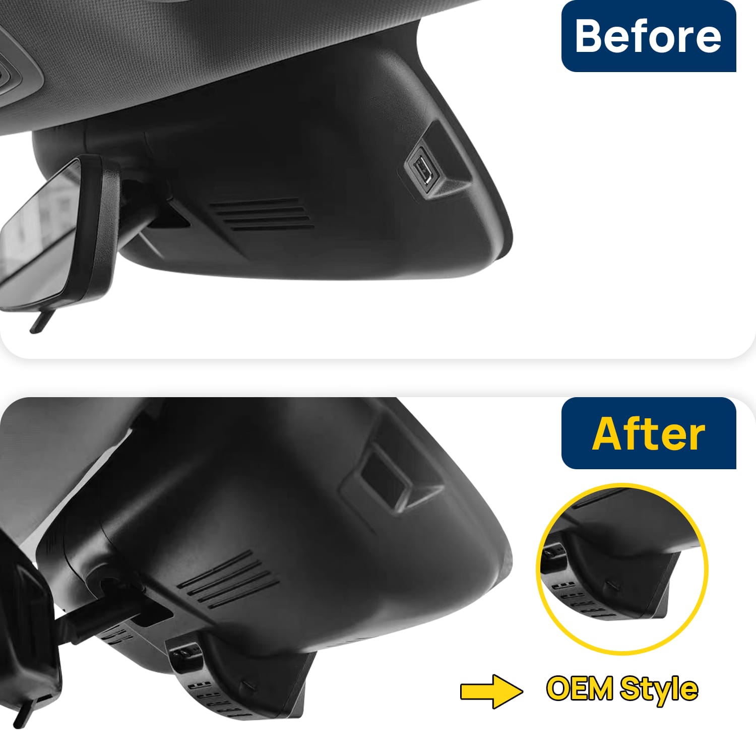 Vorher-Nachher Vergleich: Xplywi 4K/1080P Doppel Dashcam Autokamera Kompatibel mit Haval H6S H6 GT 2021-2025, diskrete OEM-Installation