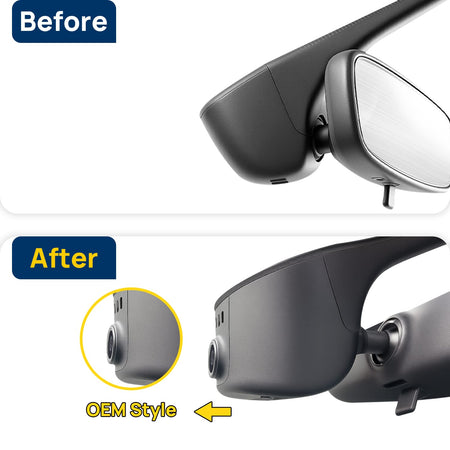 Vorher-Nachher Vergleich: Xplywi 2K/1080P Doppel Dashcam Autokamera Kompatibel mit Audi 2019-2024 A4 A6 Allroad A3 A5 Q5 S4 S6 Q7 A8 Q8 S8 TT A7 S5 Q3 e-tron, diskrete OEM-Installation