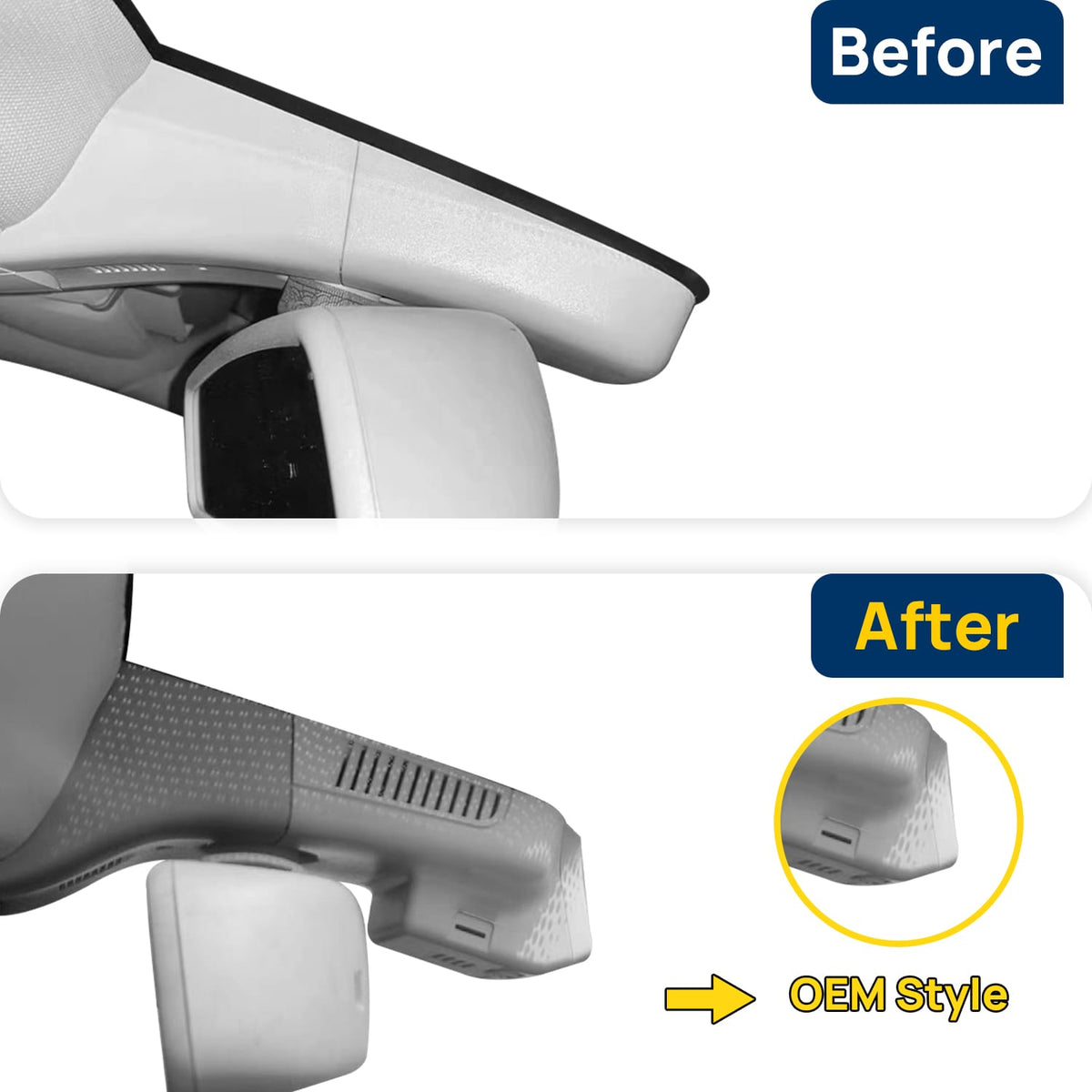 Vorher-Nachher Vergleich: Xplywi 1080P Frontkamera Dashcam Kompatibel mit Mercedes-Benz R-Class R200 R320 R350 W251 2009 2011 2015-2019, diskrete OEM-Installation