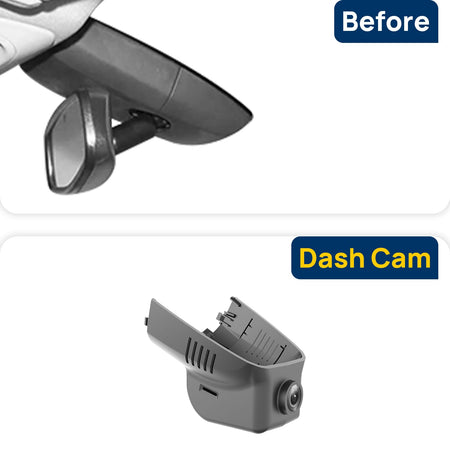 Vorher-Nachher Vergleich: Xplywi 2K/1080P Doppel Dashcam Autokamera Kompatibel mit Cadillac XTS 2015-2019, diskrete OEM-Installation