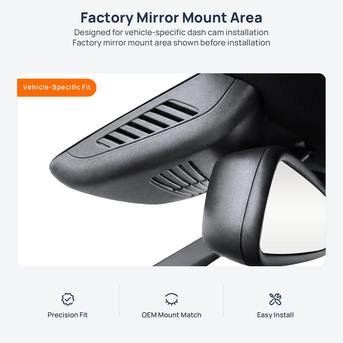 Factory mirror mount area for Mercedes-Benz GLC X253 dash cam installation