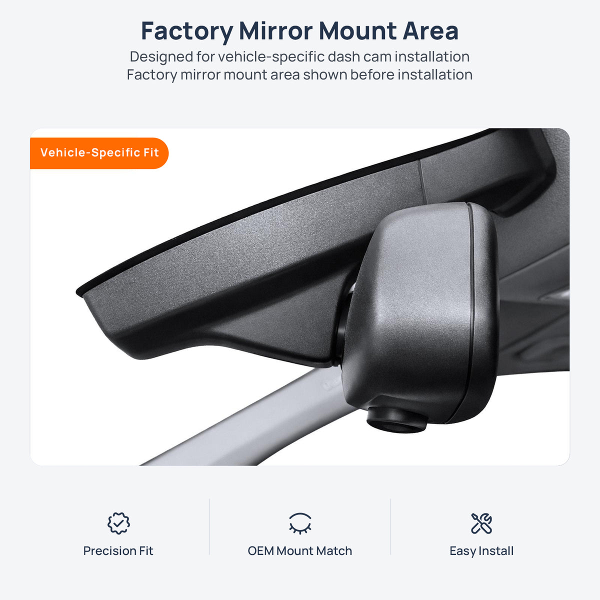Factory mirror mount area for BMW 6 Series F12/F13 dash cam installation