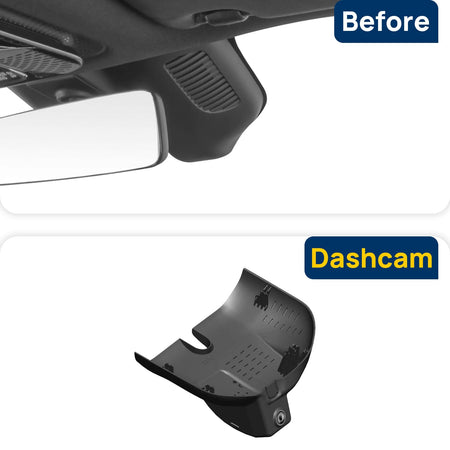 Vorher-Nachher Vergleich: Xplywi 4K/1080P Doppel Dashcam Autokamera Kompatibel mit Mercedes-Benz AMG CLE53 CLE260 CLE300 C236 A236 2024 2025, diskrete OEM-Installation