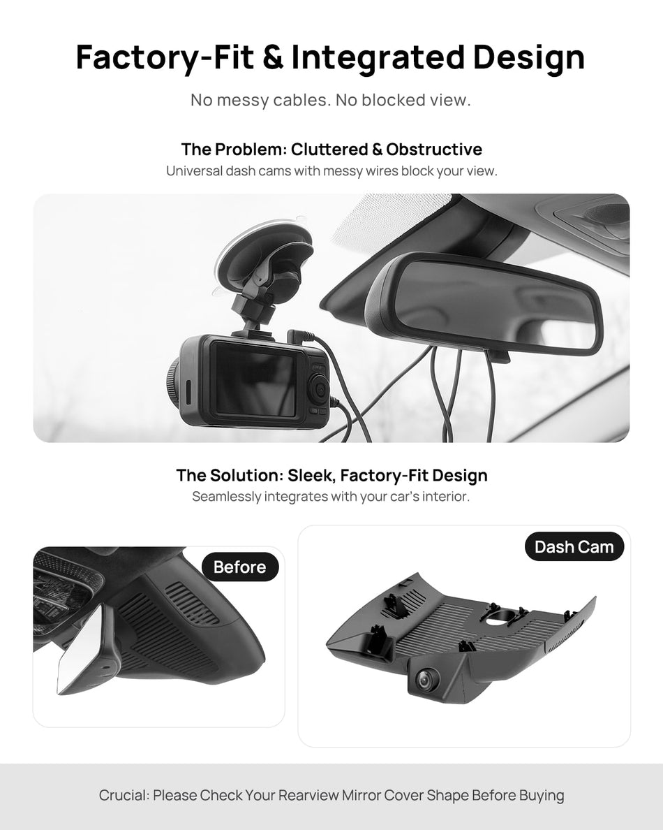 Before vs after installation on Mercedes-Benz Maybach S-Class S450 W222 C217 A217 2022: integrated front & rear dash cam behind mirror cover for a cleaner,...