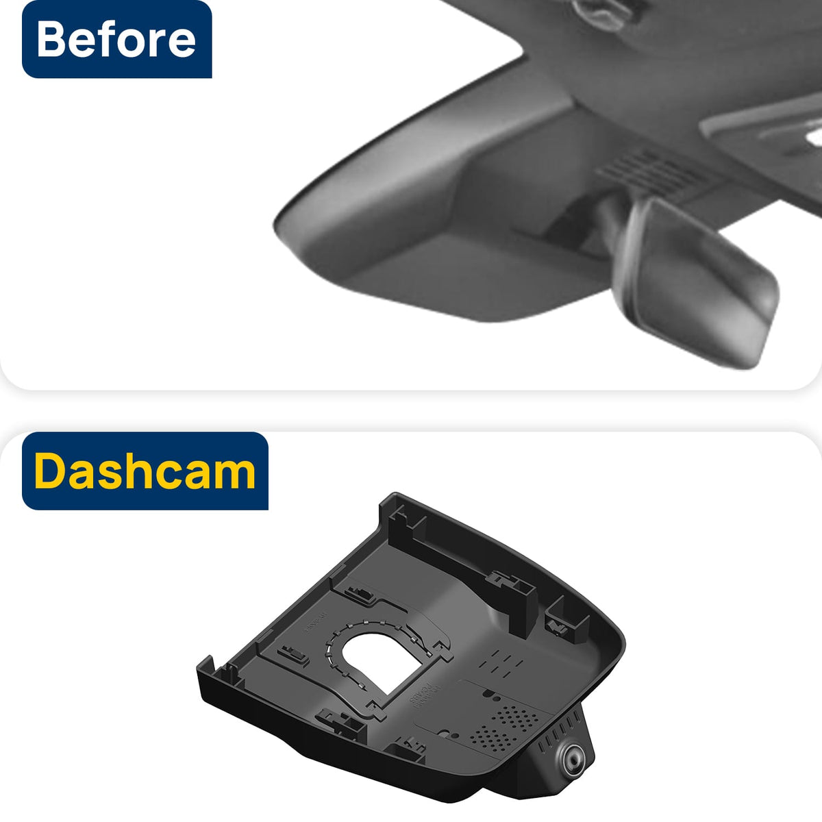 Vorher-Nachher Vergleich: Xplywi 2K Frontkamera Dashcam Kompatibel mit Toyota Camry Mk9 XV80 2025, diskrete OEM-Installation