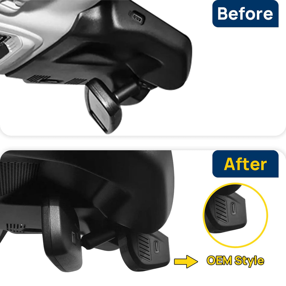 Vorher-Nachher Vergleich: Xplywi 2K Frontkamera Dashcam Kompatibel mit Lincoln Corsair Navigator Aviator 2022 2023, diskrete OEM-Installation