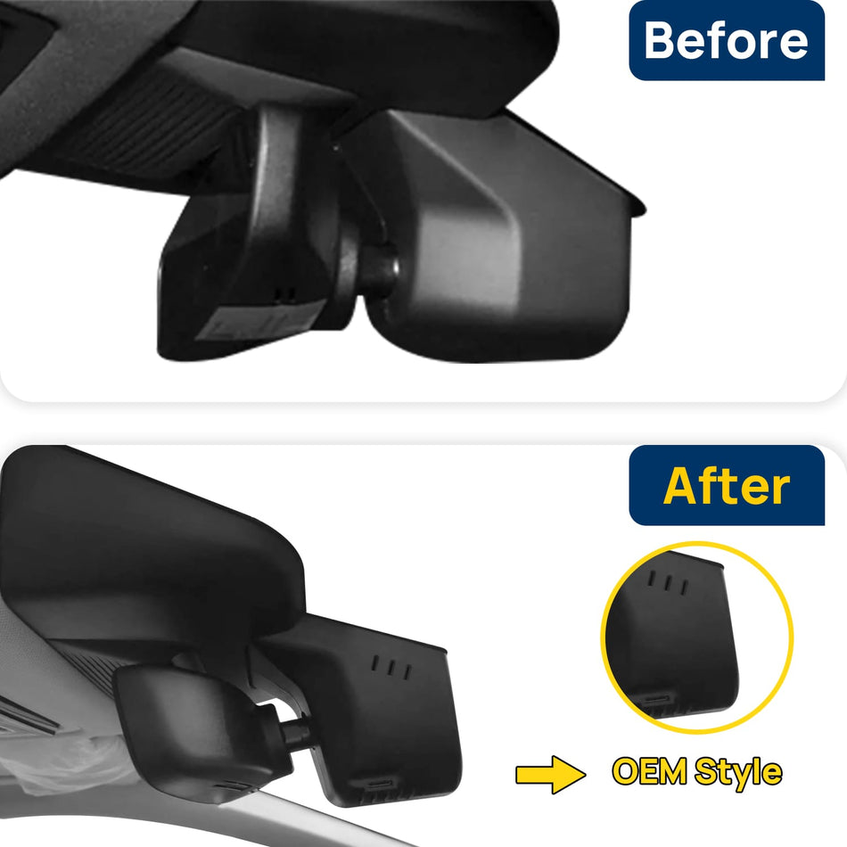 Vorher-Nachher Vergleich: Xplywi 4K/1080P Doppel Dashcam Autokamera Kompatibel mit Volkswagen Tiguan 2024 2025, diskrete OEM-Installation