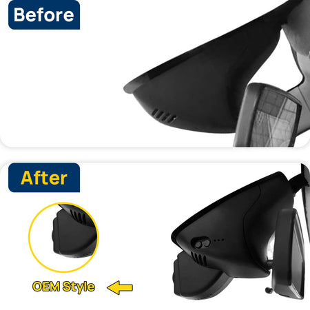 Vorher-Nachher Vergleich: Xplywi 4K/1080P Doppel Dashcam Autokamera Kompatibel mit Mercedes-Benz Smart #1 2015-2021, diskrete OEM-Installation