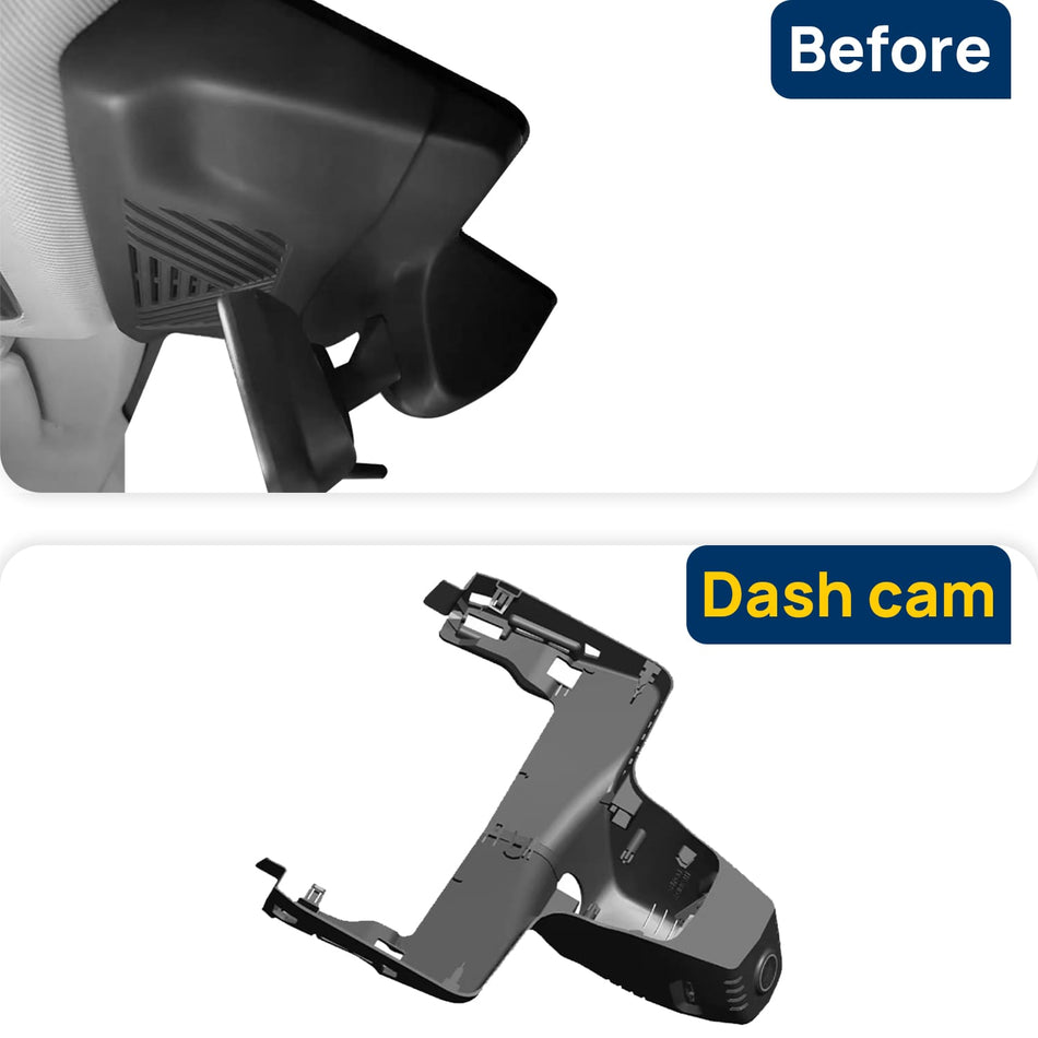 Vorher-Nachher Vergleich: Xplywi 4K/1080P Doppel Dashcam Autokamera Kompatibel mit BMW 5 Series G30 G31 G60 2023-2025, diskrete OEM-Installation