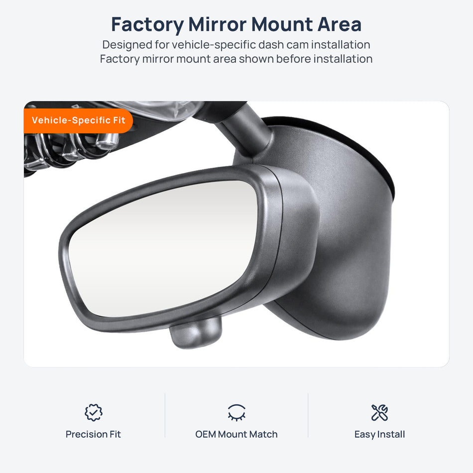 Factory mirror mount area for MINI Hatch (High Trim) F55/F56/F57 dash cam installation