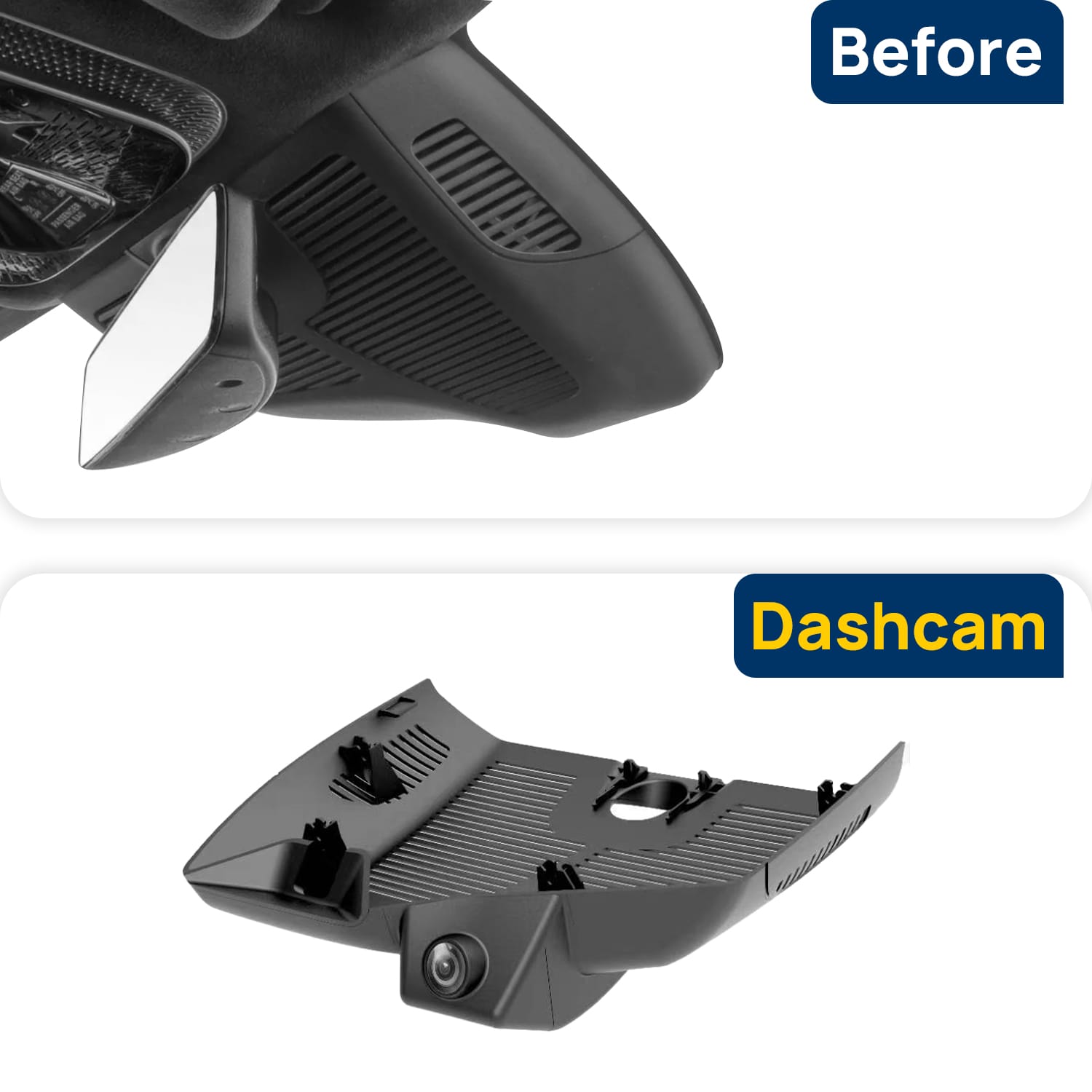 Vorher-Nachher Vergleich: Xplywi 1080P Frontkamera Dashcam Kompatibel mit Mercedes-Benz Maybach S-Class S450 W222 C217 A217 2022, diskrete OEM-Installation