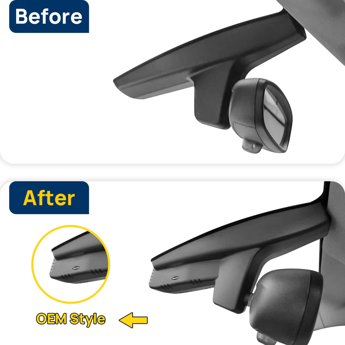 Vorher-Nachher Vergleich: Xplywi 1080P Frontkamera Dashcam Kompatibel mit BMW i3 G28 2017-2020, diskrete OEM-Installation