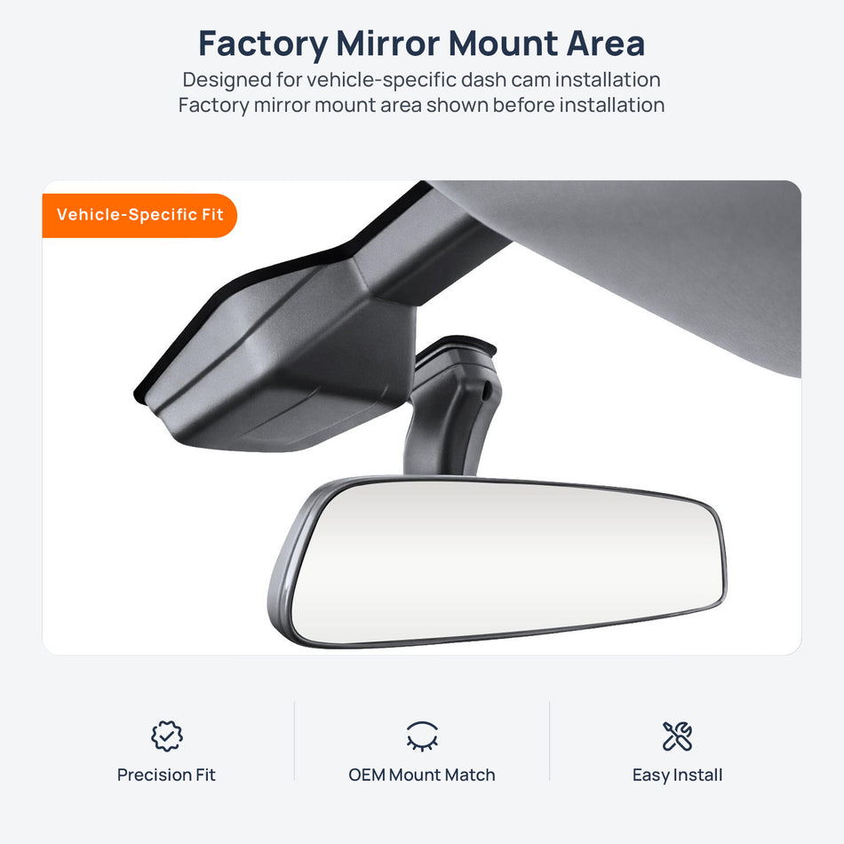 Factory mirror mount area for Chery Arrizo 5 dash cam installation