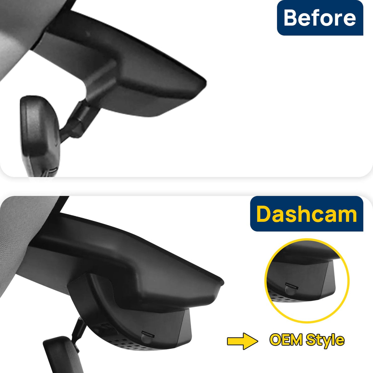 Vorher-Nachher Vergleich: Xplywi 4K/1080P Doppel Dashcam Autokamera Kompatibel mit Hyundai Tucson 2022 2023, diskrete OEM-Installation