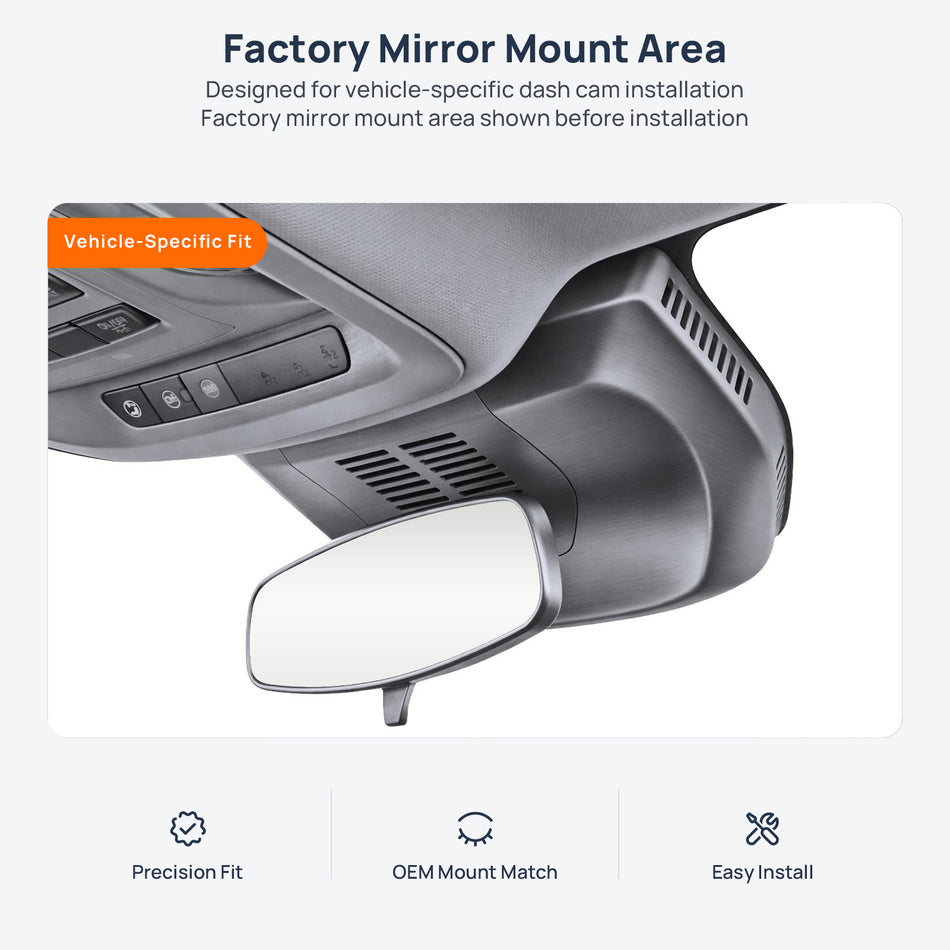 Factory mirror mount area for Buick Envision S dash cam installation